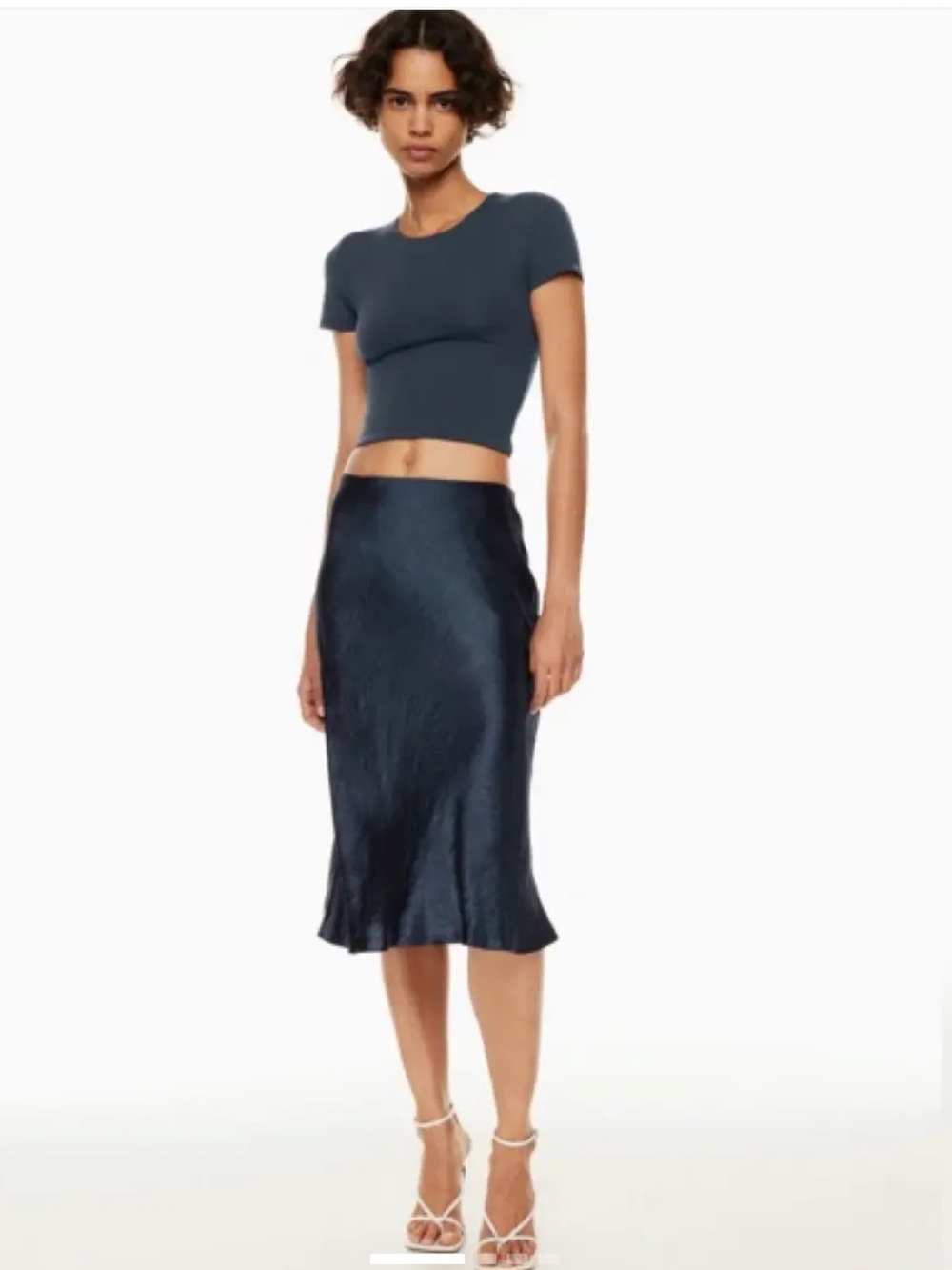 Babaton Navy Satin Midi Skirt - US8